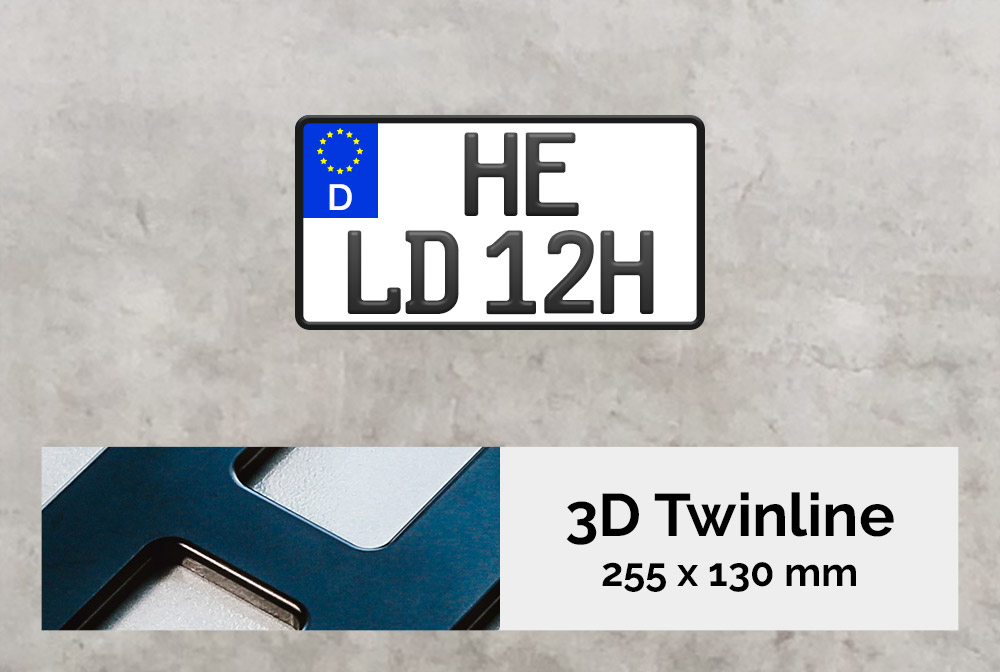 3D TWINLINE Historisch in Schwarzmatt 255 x 130 
