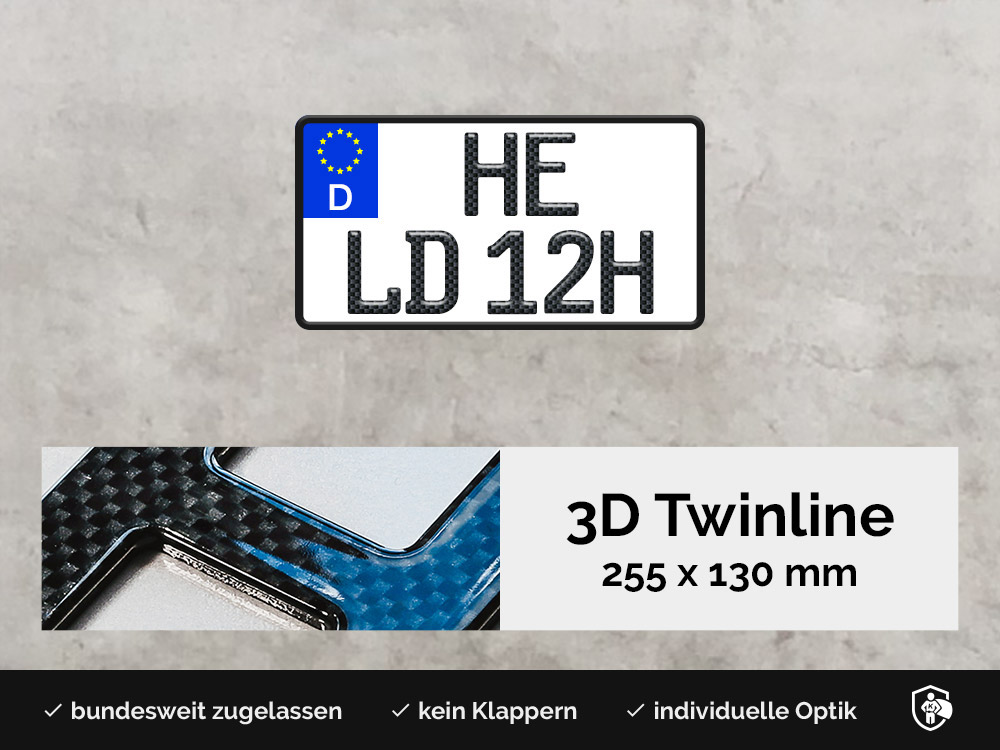 3D TWINLINE Historisch in Carbon-Optik 255 x 130