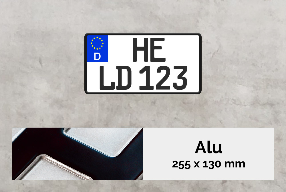 Alu Kennzeichen in 255x130