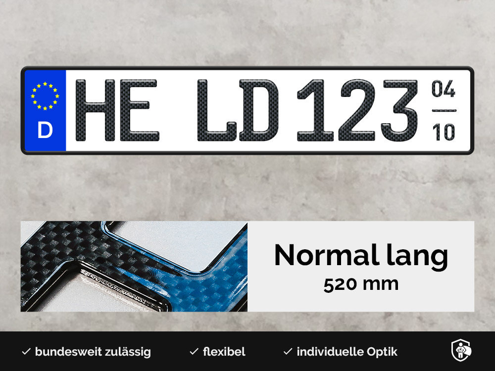 3D Saisonkennzeichen in Carbon-Optik Glanz (520mm)