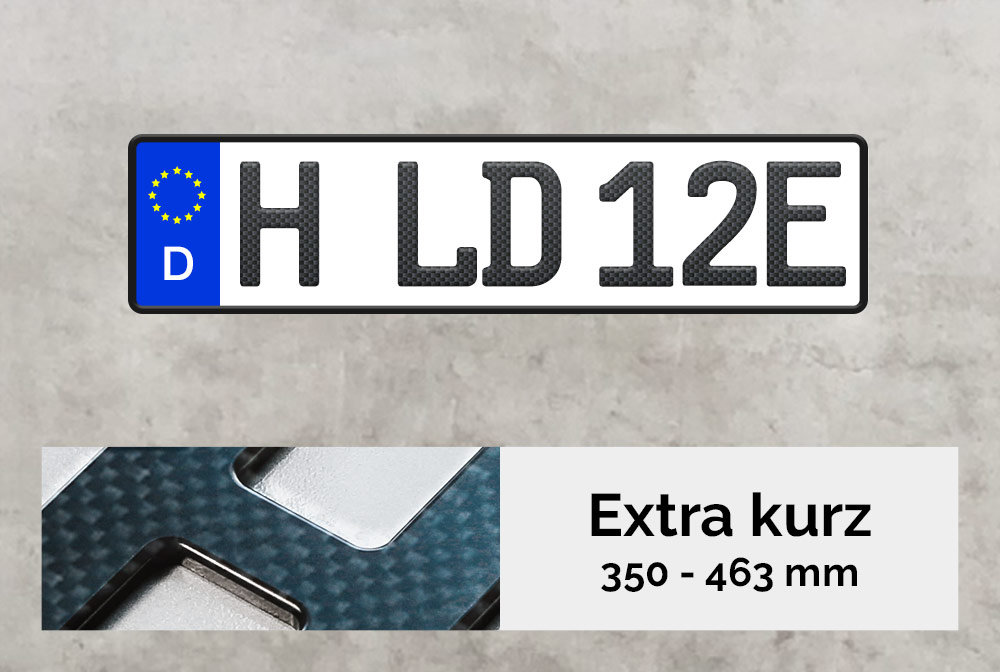 3D E-Kennzeichen XS in Carbon-Optik Matt