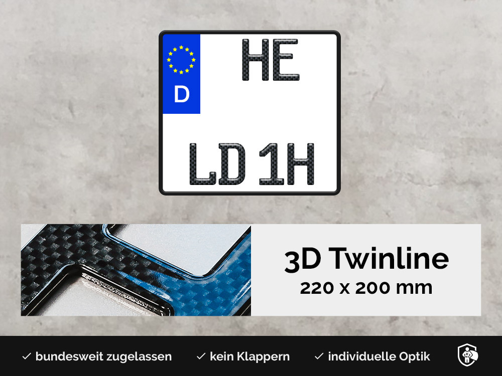 3D TWINLINE Historisch in Carbon-Optik 220 x 200