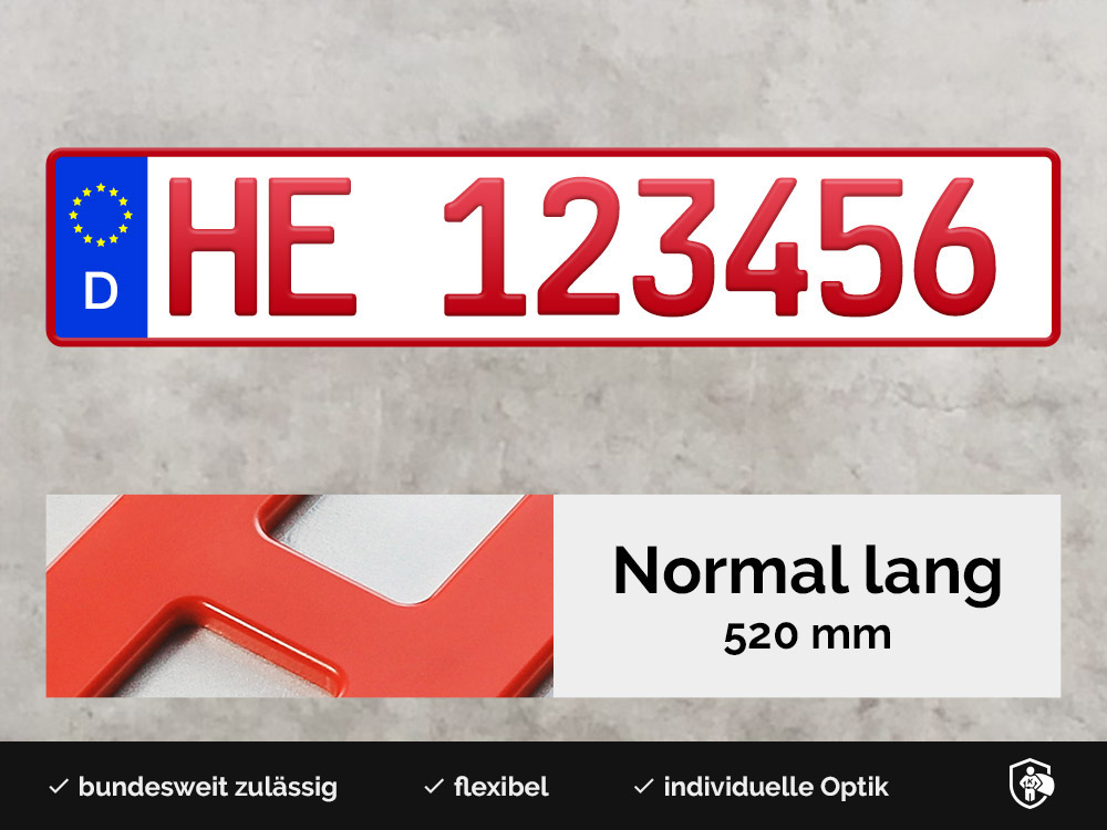 3D Händlerkennzeichen magnetisch in Rot (520mm)