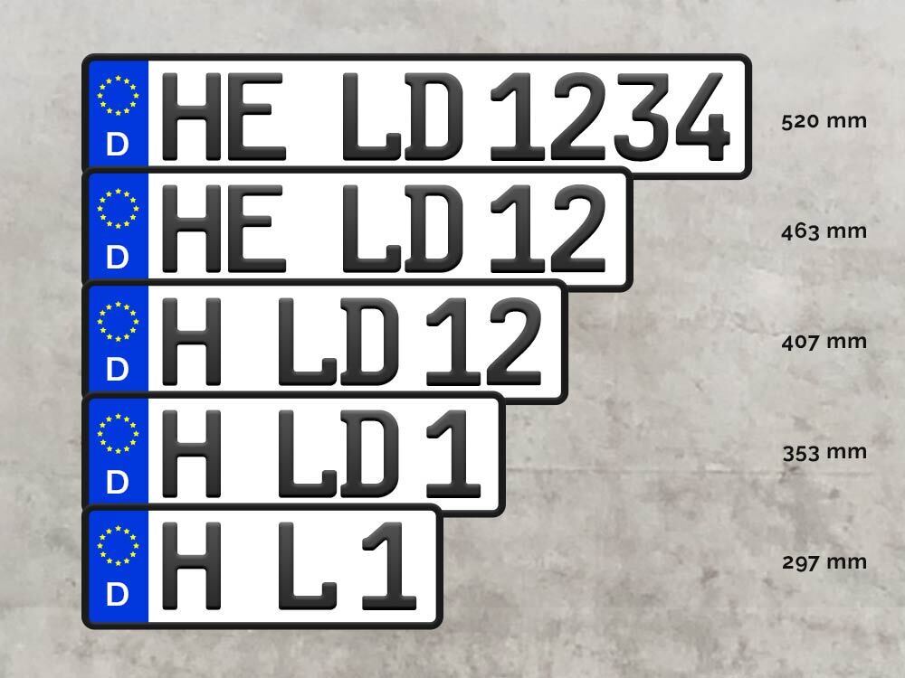 2 Stück 3D-Kennzeichen E-Kennzeichen 520mm E Nummernschild / RIEGER-Tuning