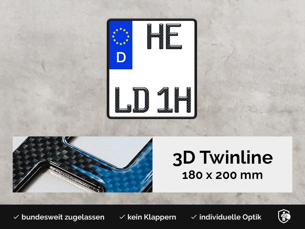 3D TWINLINE Historisch in Carbon-Optik 180 x 200