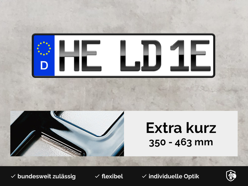 3D E-Kennzeichen XS in Hochglanz