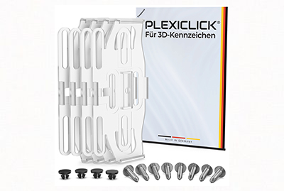 1 x Plexiclick 3D-Kennzeichenhalter transparent