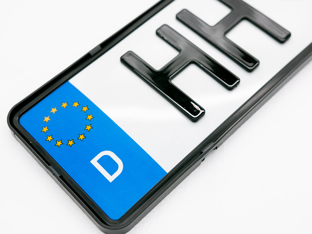 3D Kennzeichen in Schwarzmatt mit Dezentofix