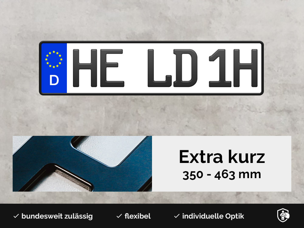 3D H-Kennzeichen XS in Schwarzmatt
