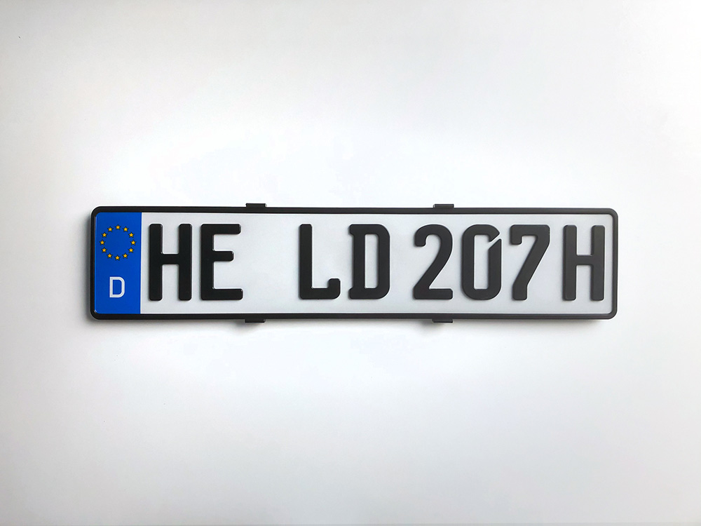 3D H-Kennzeichen in Schwarzmatt (520mm)