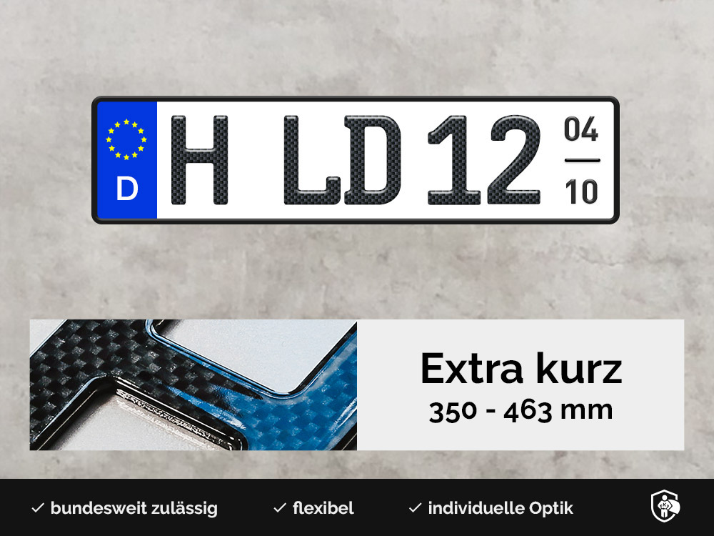 3D Saisonkennzeichen XS in Carbon-Optik Glanz