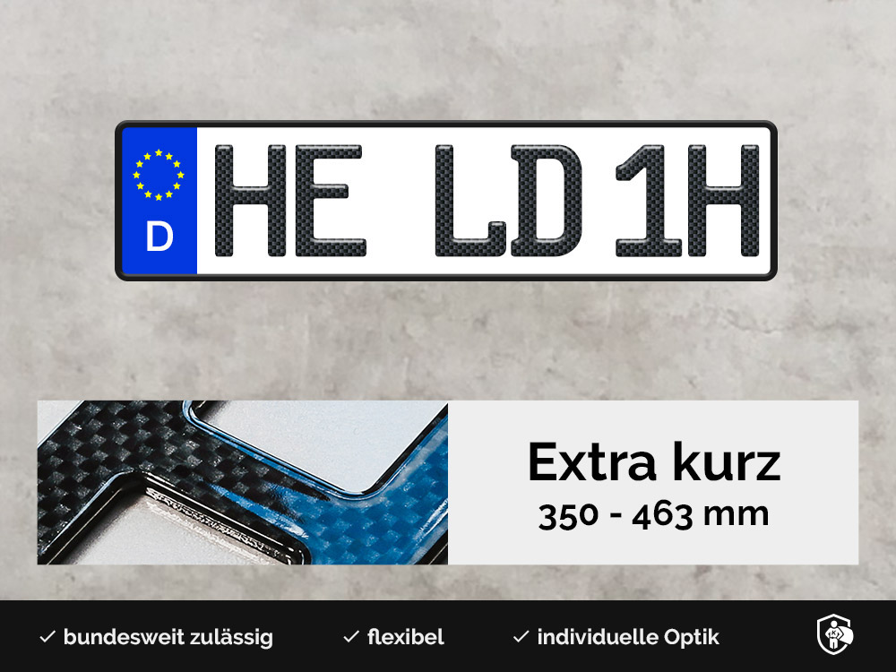 3D H-Kennzeichen XS in Carbon-Optik Glanz