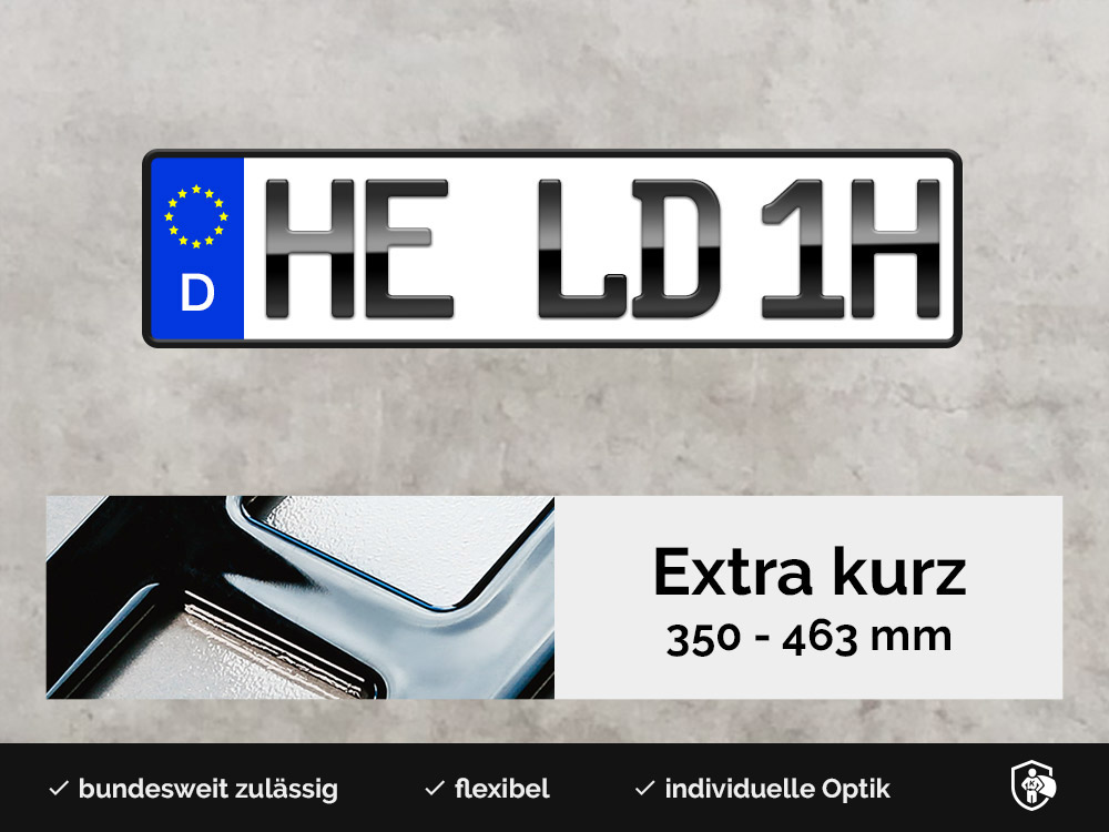 3D H-Kennzeichen XS in Hochglanz