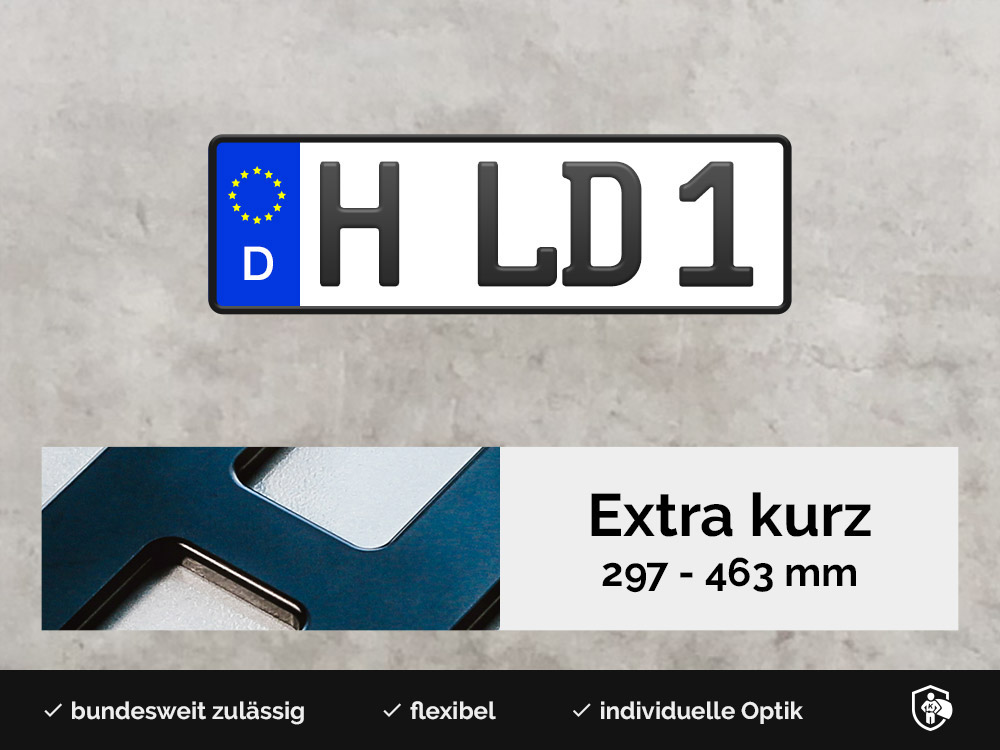 3D Kennzeichen XS  Das kurze Kennzeichen für dein Auto