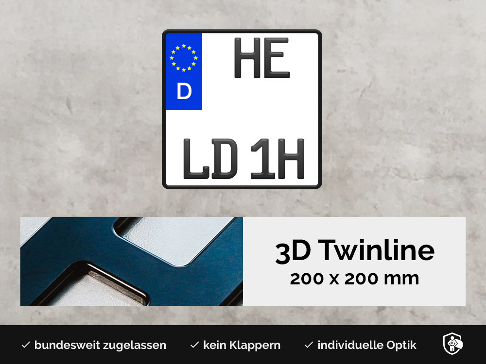 3D TWINLINE Historisch in Schwarzmatt 200 x 200