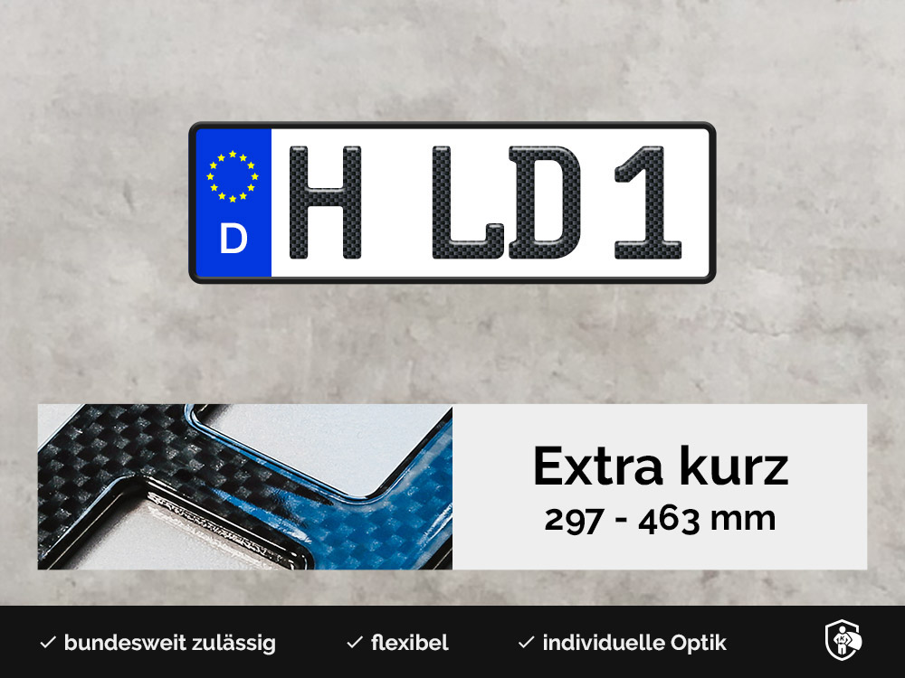 Kurzes 3D Kennzeichen in Carbon-Optik