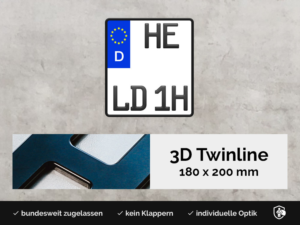 3D TWINLINE Historisch in Schwarzmatt 180 x 200