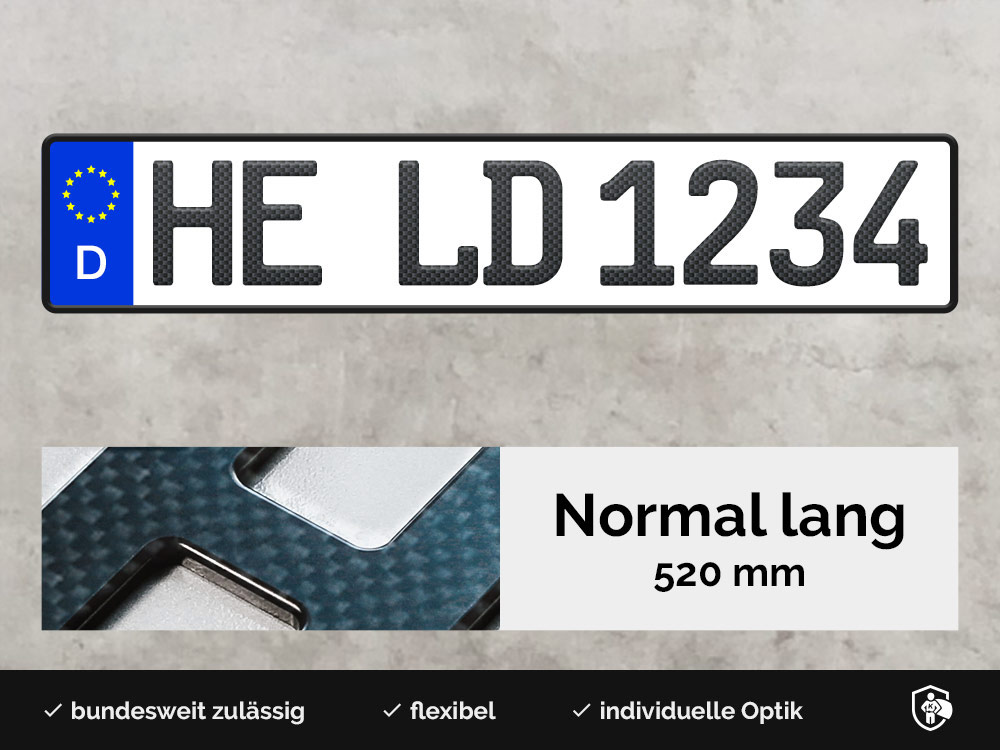 3D Kennzeichen in Carbon-Optik Matt