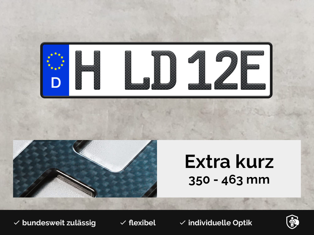 3D E-Kennzeichen XS in Carbon-Optik Matt