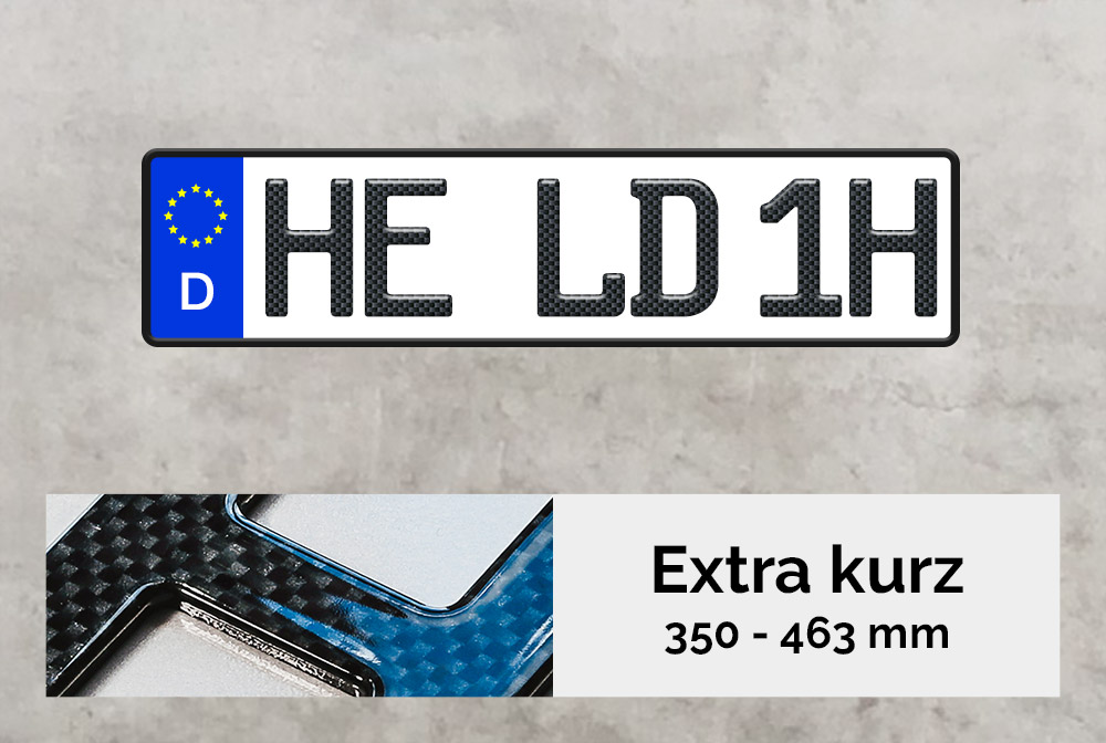 3D H-Kennzeichen XS in Carbon-Optik Glanz