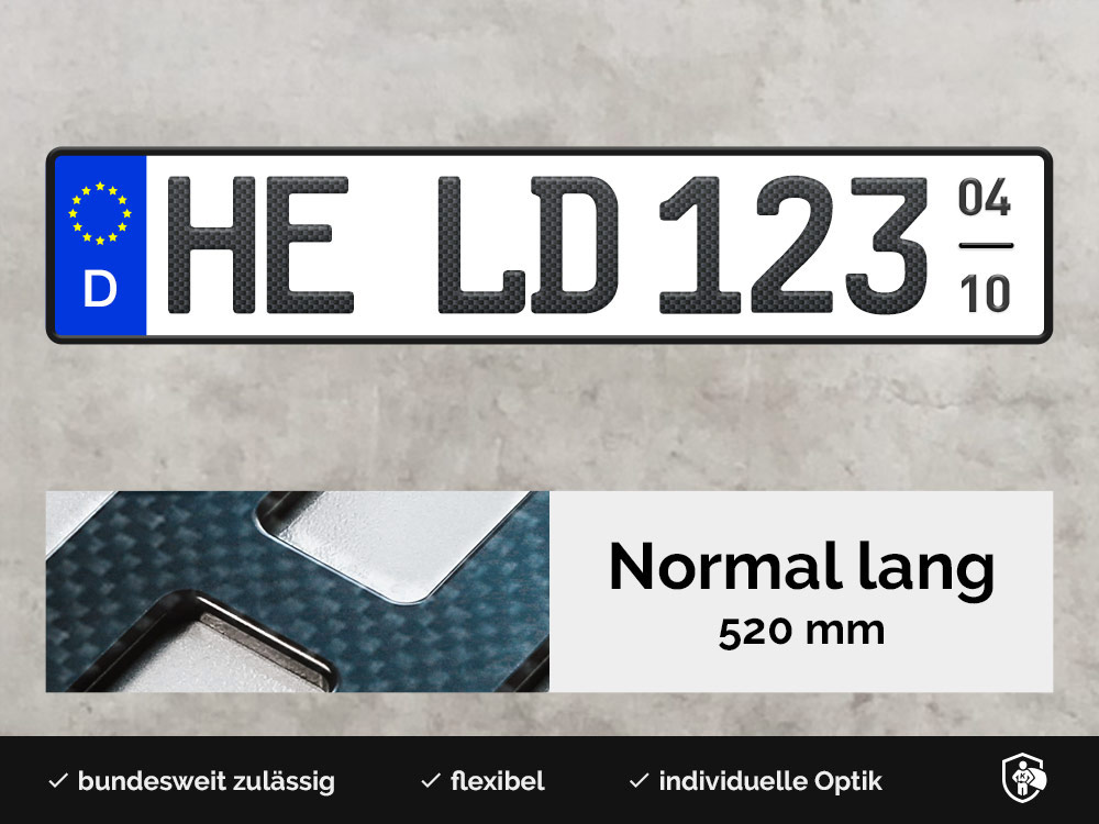3D Saisonkennzeichen in Carbon-Optik Matt (520mm)