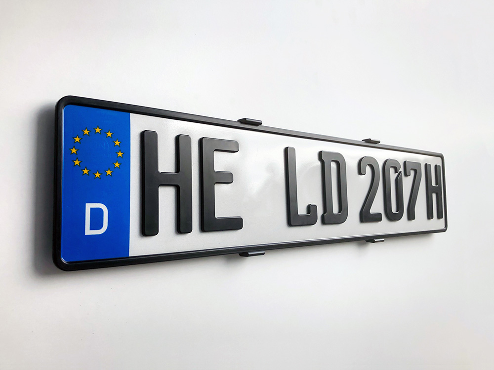 3D H-Kennzeichen in Schwarzmatt (520mm)