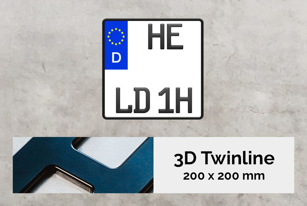 3D TWINLINE Historisch in Schwarzmatt 200 x 200