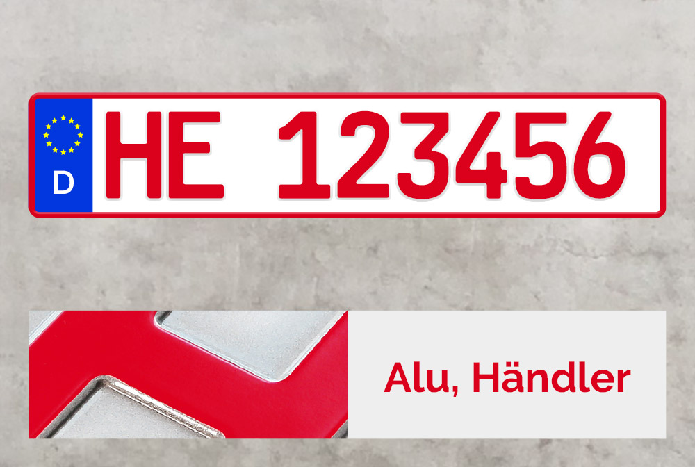 Alu Händlerkennzeichen in Rot (520mm)