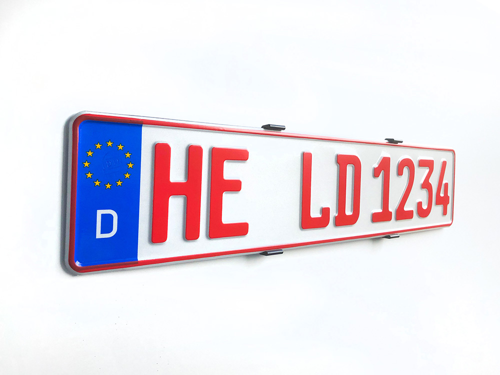 Alu Händlerkennzeichen in Rot (520mm)