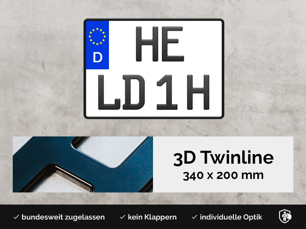 3D TWINLINE Historisch in Schwarzmatt 340 x 200
