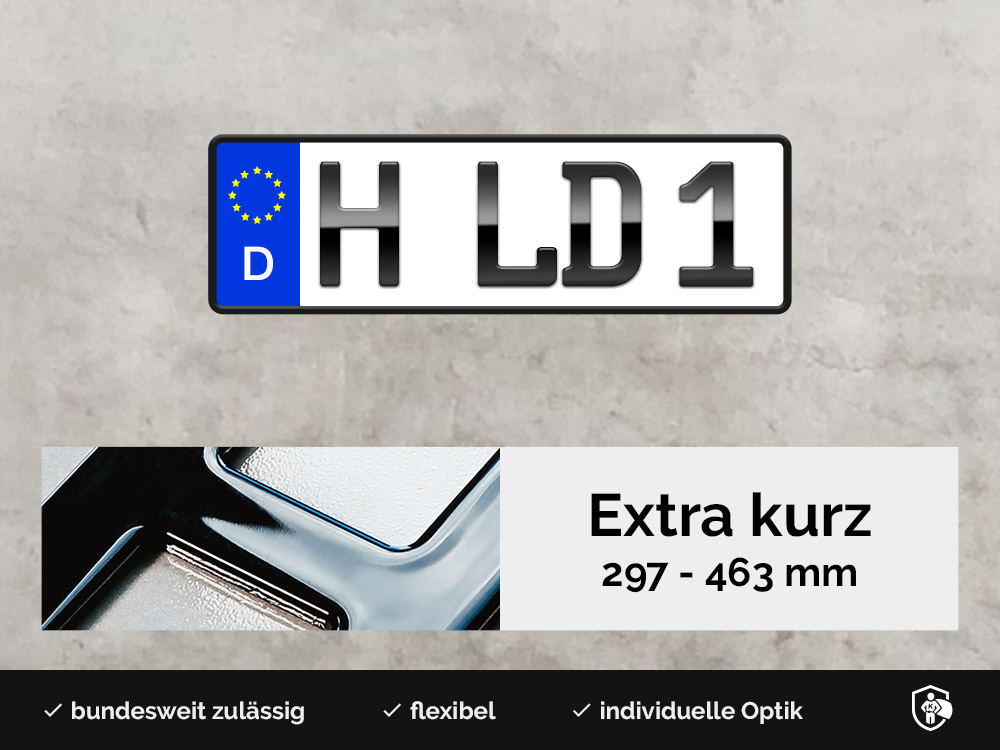 Spar-Set: 3D Kennzeichen XS in Hochglanz mit Easy Fix