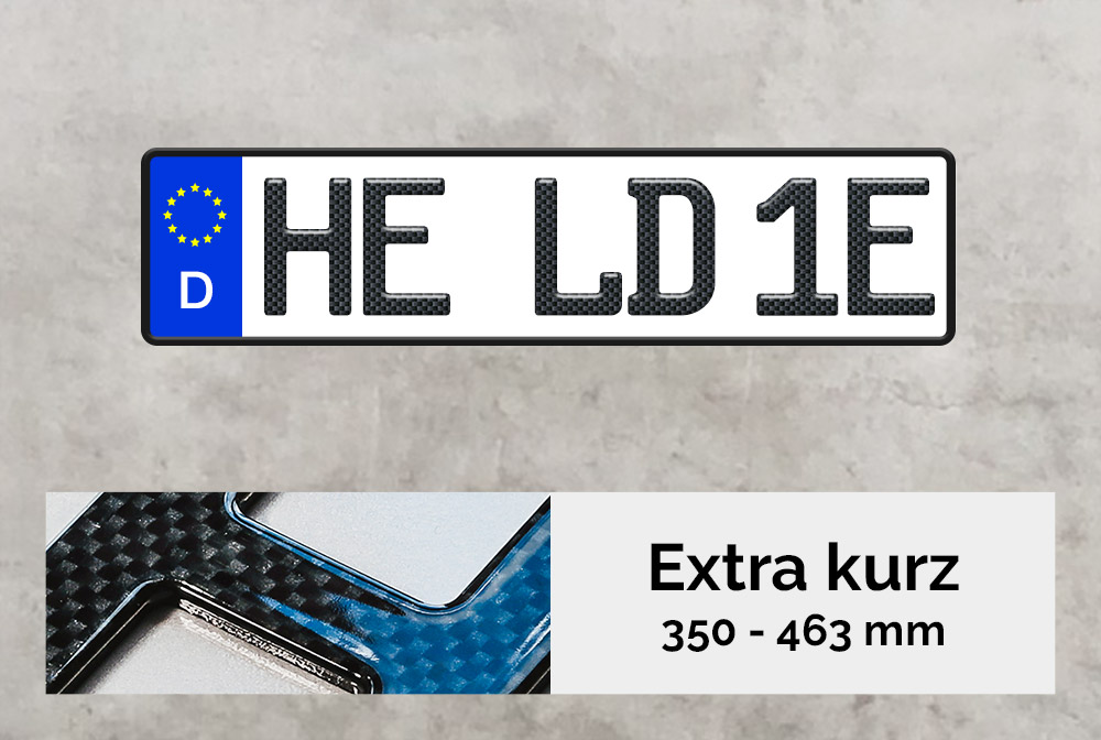 3D E-Kennzeichen XS in Carbon-Optik Glanz