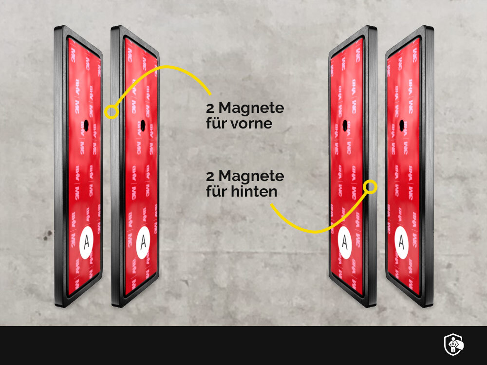 2 x Magnetische Kennzeichenhalter für Alu-Kennzeichen