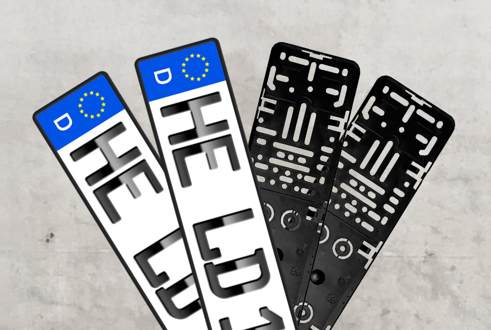 3D Kennzeichen in hochglanz mit Dezentofix