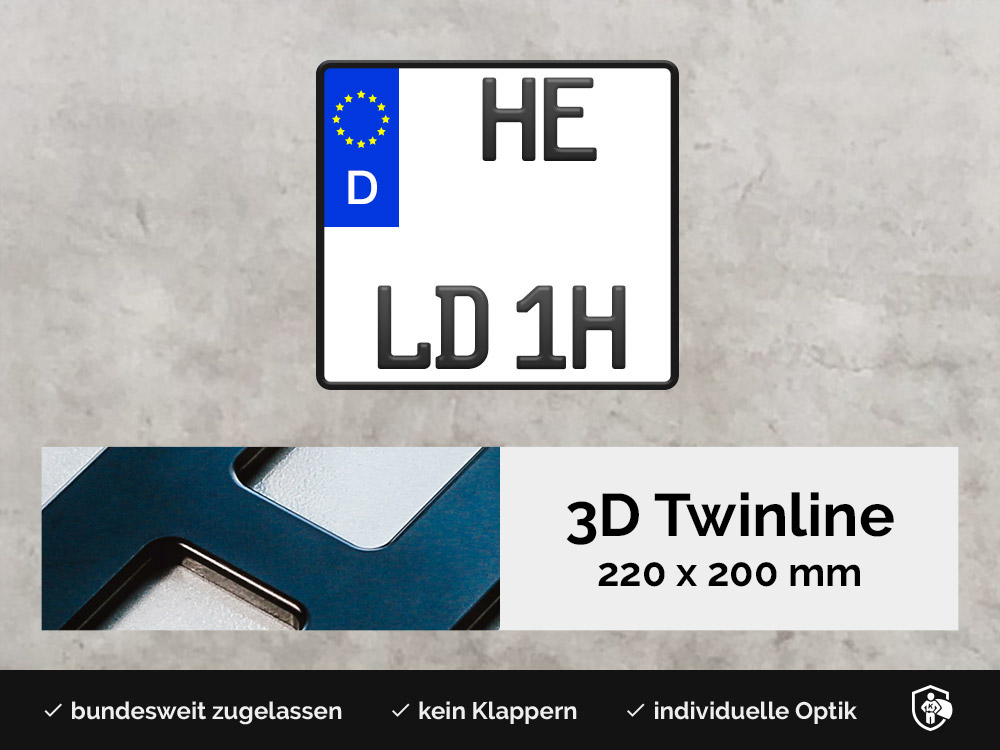 3D TWINLINE Historisch in Schwarzmatt 220 x 200