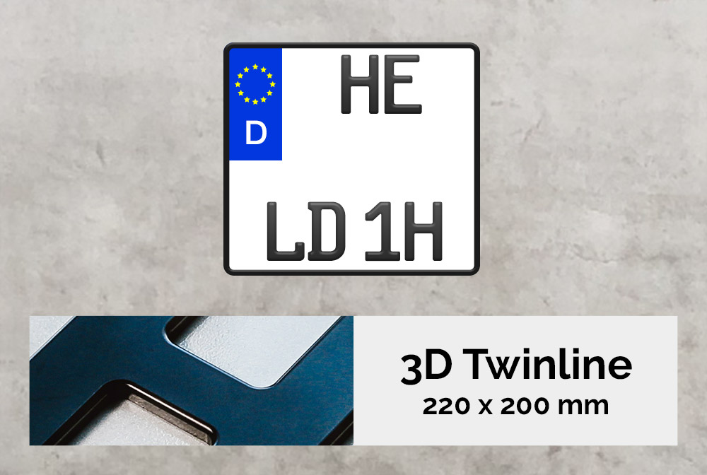 3D TWINLINE Historisch in Schwarzmatt 220 x 200