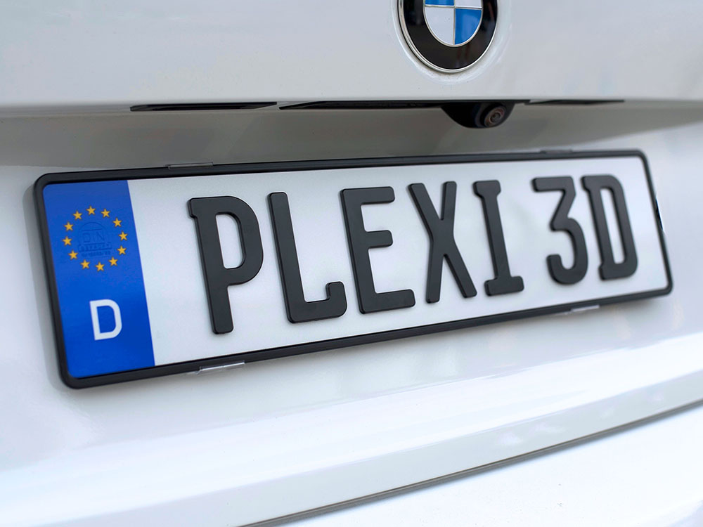 1 x Plexiclick 3D-Kennzeichenhalter transparent